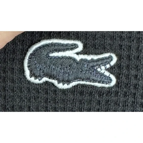 Lacoste Sweatshirt Sleepwear Men Large Black Crew Neck Thermal Waffle Knit Logo